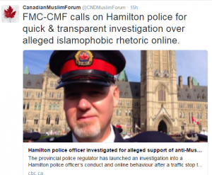 Tweet on Hamilton police
